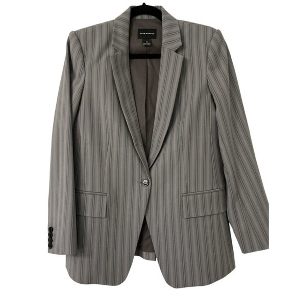 Club Monaco Women's Borrem Blazer Wool Blend Suit‎ Jacket Size 10 Grey Blue